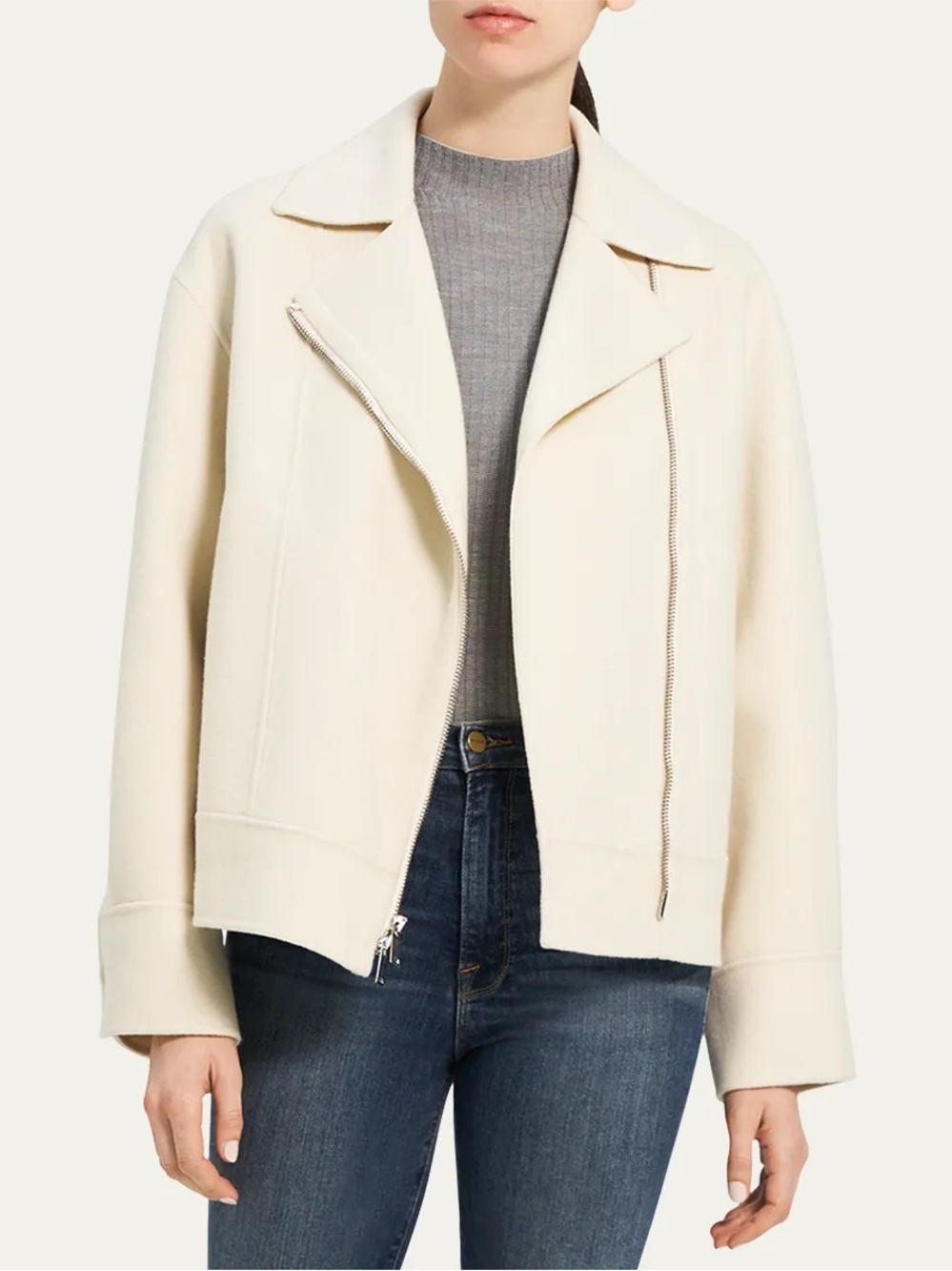 Theory Oversized Wool-Cashmere Moto Jacket